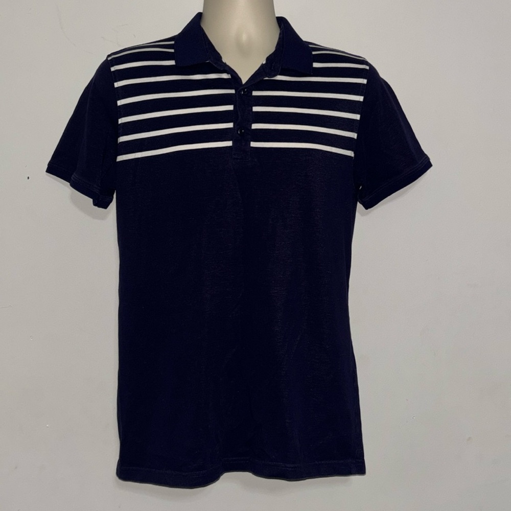 PACER PREMIUM POLO SIZE MED. BLUE W/WHITE STRIPES